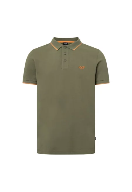 Тениска с памук и яка - Зелен