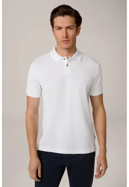 Tricou oversized cu guler polo - Бял