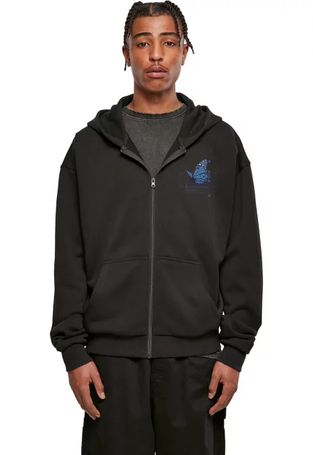 Унисекс худи с цип - Черен/Син