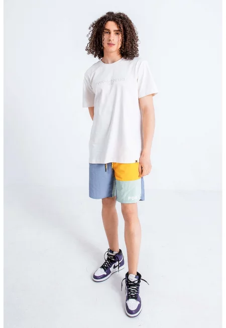 Унисекс къс панталон с регулируема талия - Лавандула/Бледооранжев/Бледозелен