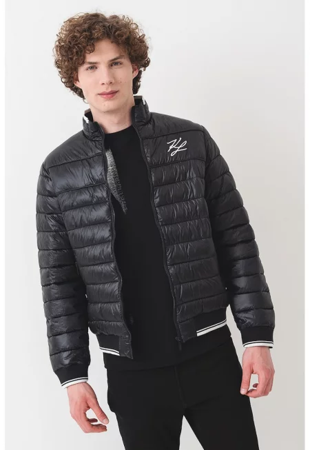 Ватирано зимно яке - Черен/Мръснобял