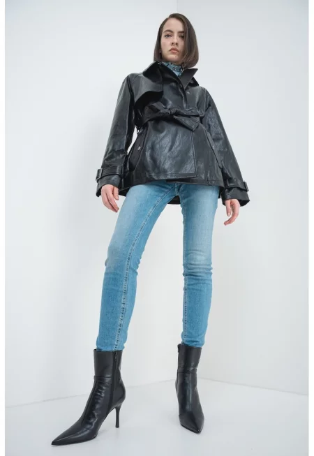 Яке от еко кожа с връзка