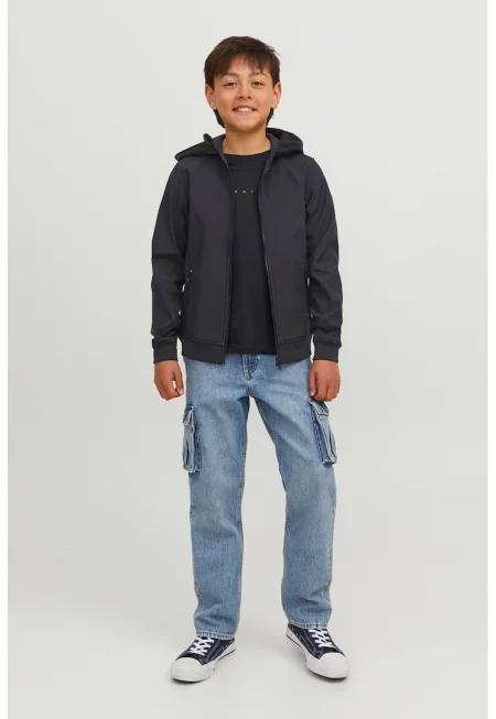 Яке с качулка и джобове с цип - Избеляло черно