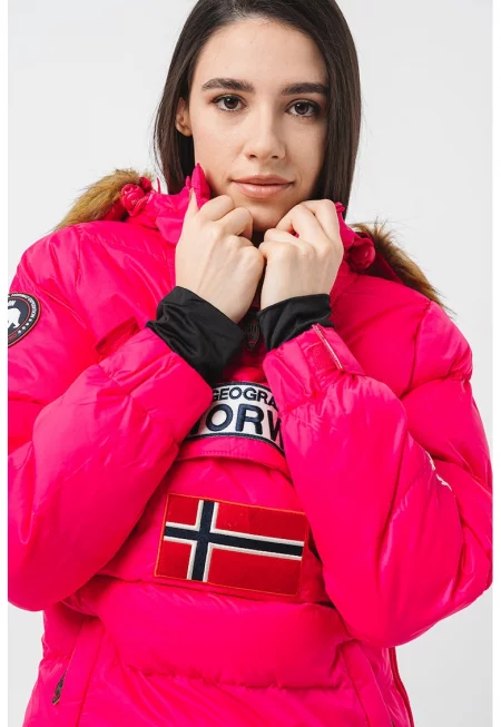 Зимно яке Belancolie с бродирано лого - Бял/Черен/Фуксия