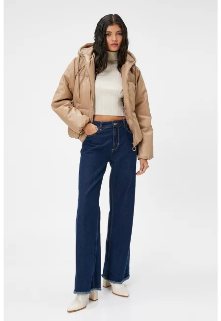 Зимно яке от еко кожа с качулка