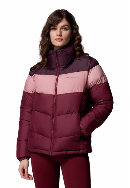 Зимно яке Puffect™ II в цветен блок - Бордо/Тъмновиолетов/Прашно розово