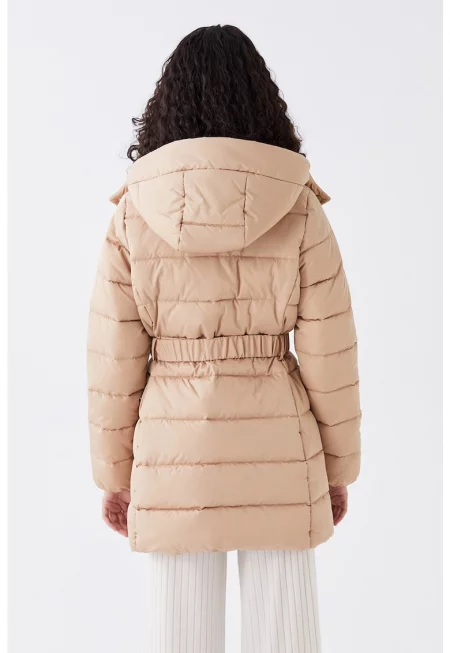 Зимно яке с качулка и еластичен колан