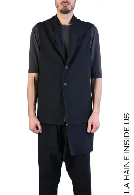 Асиметрична жилетка с копчета и подвижна долна част - Черен