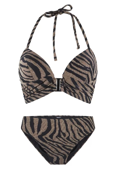 Бански от 2 части с принт - Черен