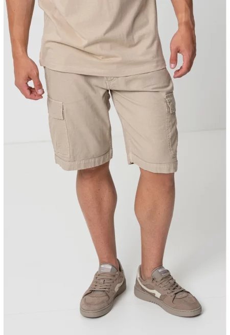 Бермуди от памук и лен - Бежов