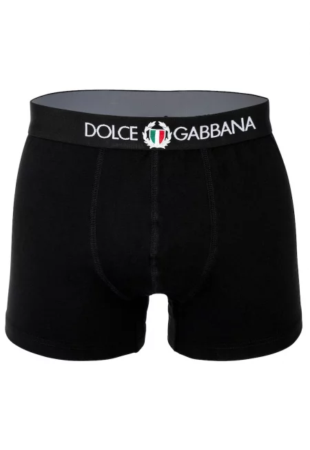 Боксерки с памук с лого на талията - Черен