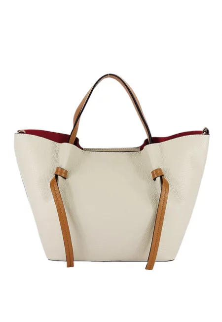 Чанта - естествена кожа със сваляема чантичка - 1782 132 17131 - Бежов