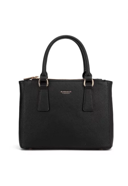 Чанта за рамо от еко кожа с лого - Черен