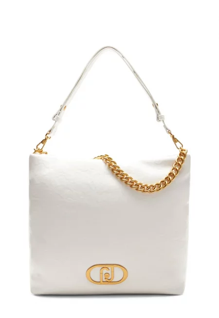 Чанта за рамо с лого - Бял