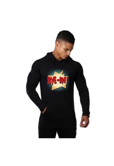 Черен мъжки суичър с качулка - Bye Bye