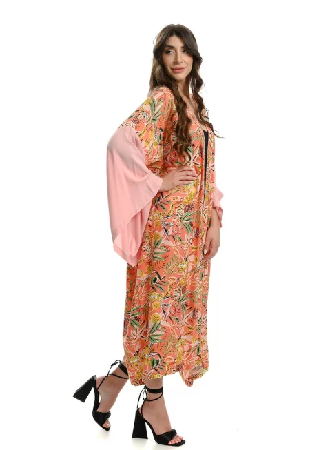 Дълго плажно кимоно с флорална шарка