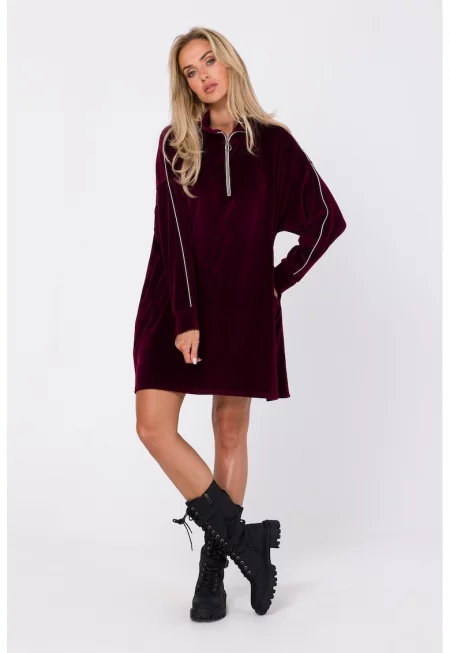 Дамска рокля - Абито - Елегантна - Полиестер/Памук - Виолетов