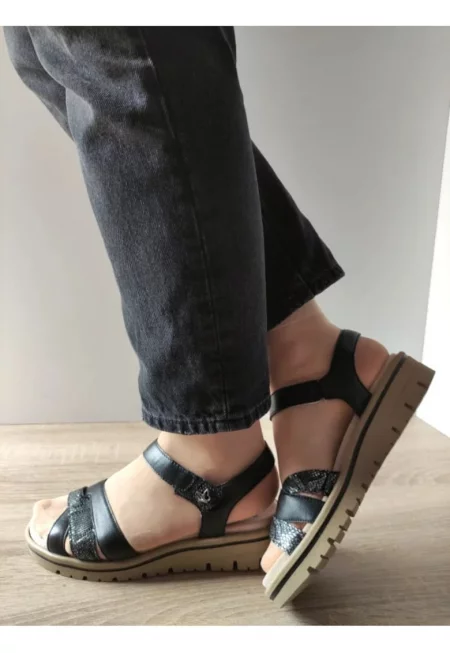 Дамски ежедневни сандали  28713-44 Черни със сребристо - Черни -