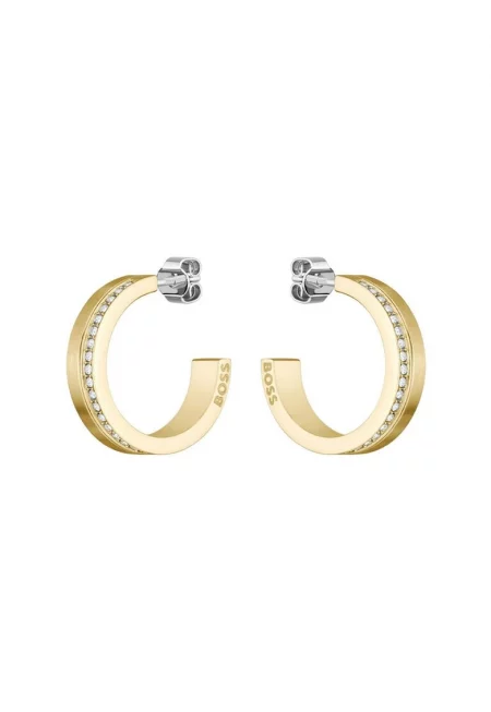 Дамски обеци  1580522 - неръждаема стомана - 2 см - златисти