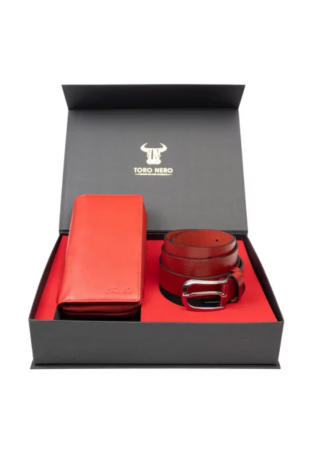 Дамски портфейл и комплект колан естествена кожа Gina-Middle