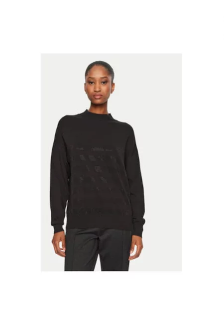 Дамски пуловер -  304794346 - Вискоза/Найлон - Черен - Черен