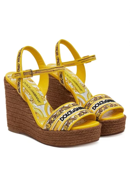 Дамски сандали Dolce Gabbana - еспадрили - текстил - жълти