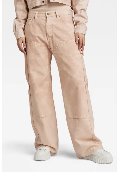 Дънки Bowey 3D Carpenter с широк крачол и ниска талия - Праскова