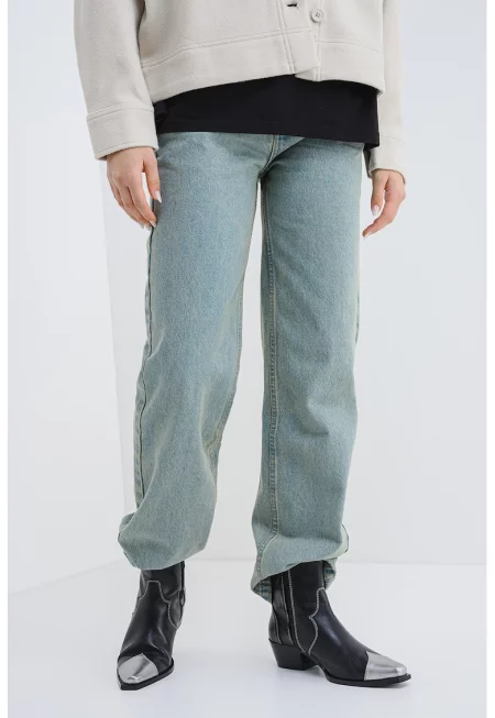 Дънки деграде с миди талия - Прашно синьо