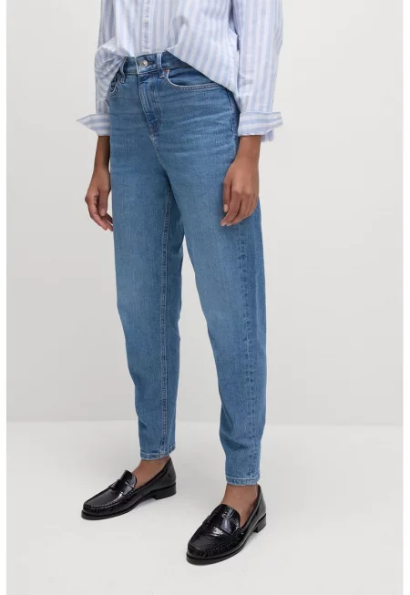 Дънки Mom с висока талия - Син