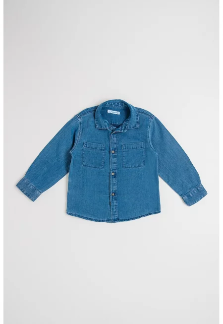 Дънкова риза с лиосел с джобове на гърдите