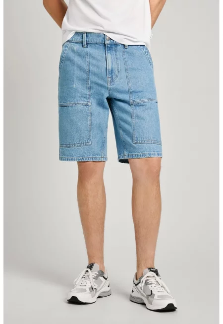 Дънкови бермуди със свободна кройка - Светлосин