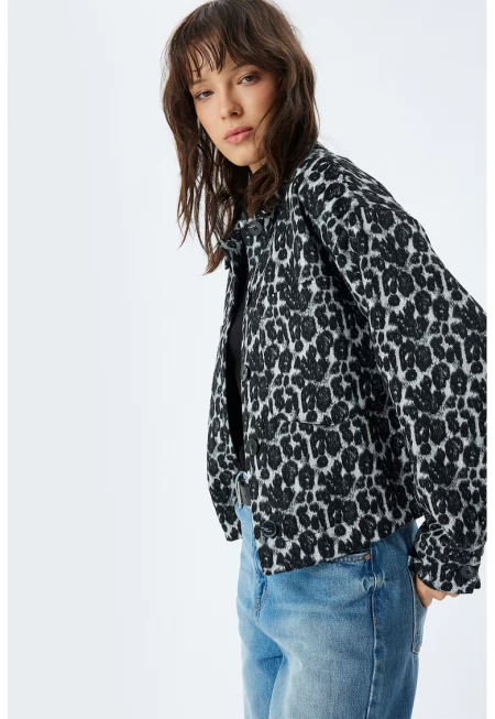 Десенирано яке - Черен/Светло сив