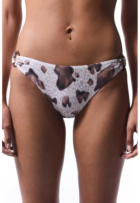 Долнище на бански с халки - Бял/Кафяв