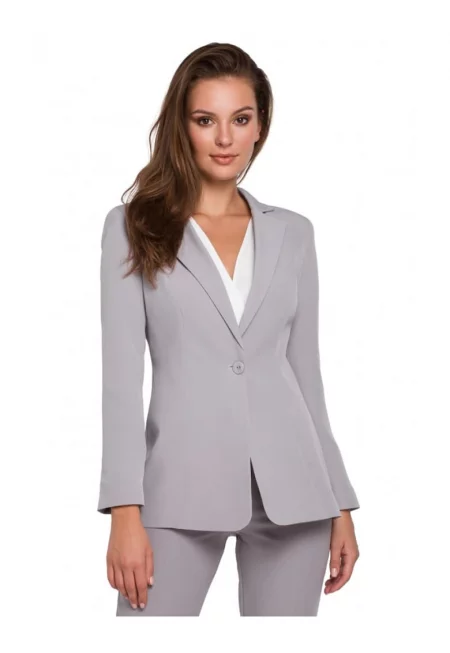 Елегантен преобразен блейзър - с копче - полиестер - еластан - сив