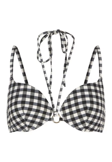 Горнище на бански 31385 с каре - Бял/Черен