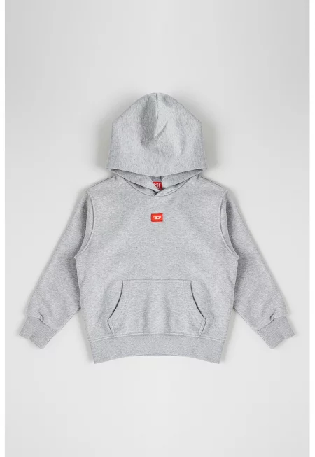 Худи с джоб кенгуру с лого - Светлосив меланж