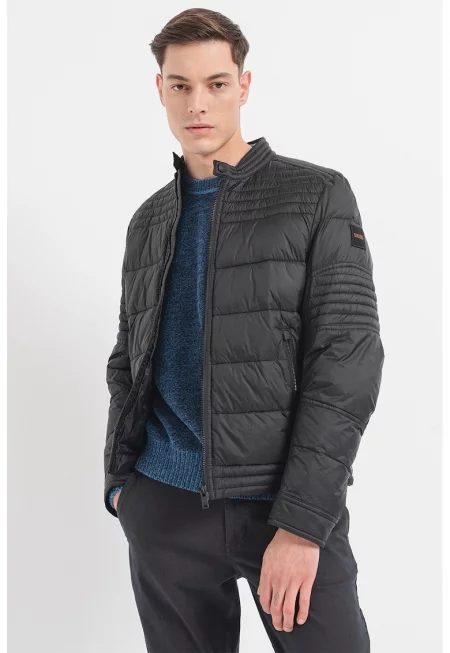 Капитонирано зимно яке Ostreet с цип - Черен