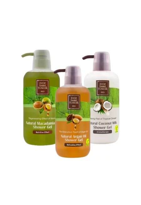 Комплект Eyup Sabri Tuncer Душ гел Кокос 600 мл - Душ гел Макадамия 600 мл - Душ гел Арган 600 мл