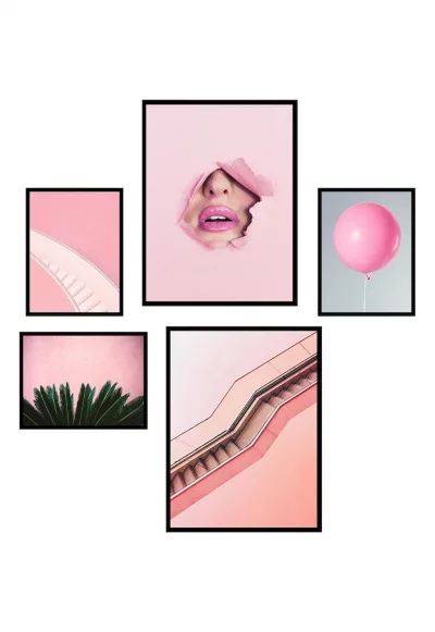 Комплект от 5 декоративни картини  Pink
