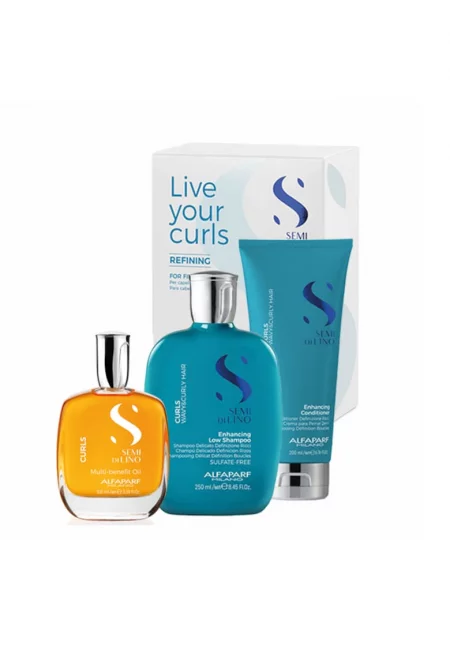 Комплект за къдрава коса  Curls - Шампоан 250 мл - Балсам 200 мл - Изглаждащо олио 100 мл