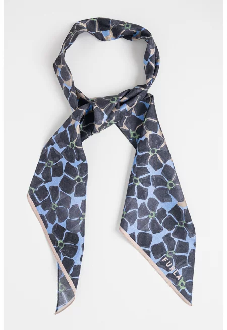 Копринен шал Fiona - Каки/Тъмносин