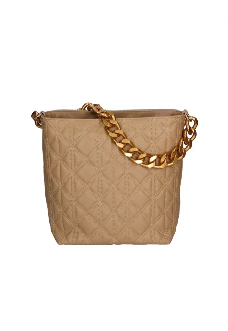 Кожена чанта с шевове - Сиво-кафяв