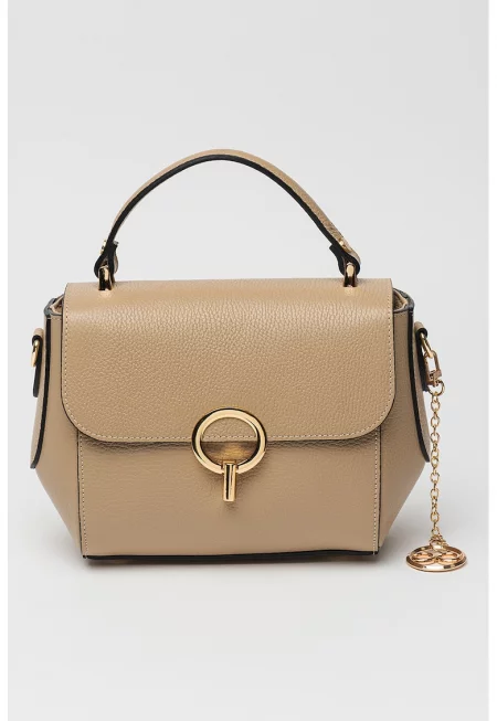 Кожена ръчна чанта с капаче