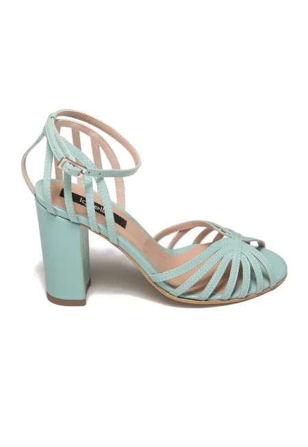 Кожени сандали Bluestar с масивен ток - Светлозелен