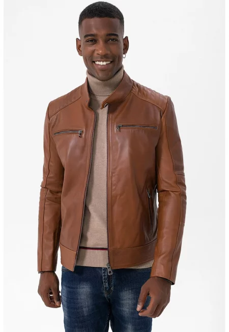 Кожено яке с ръкави реглан