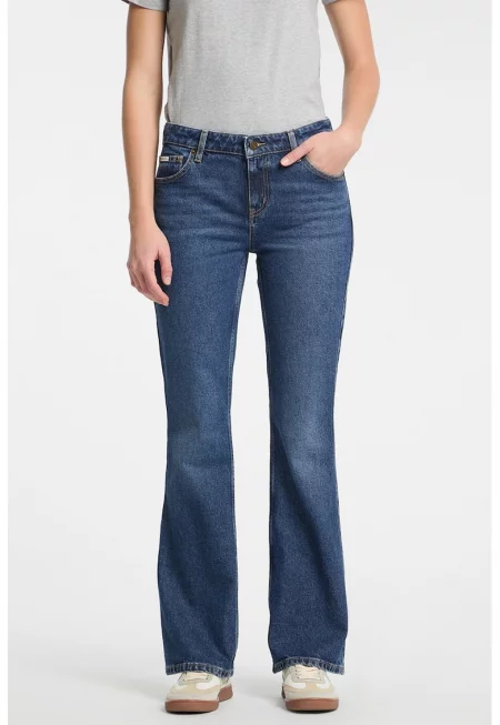 Леко разкроени дънки със средновисока талия - Тъмносин