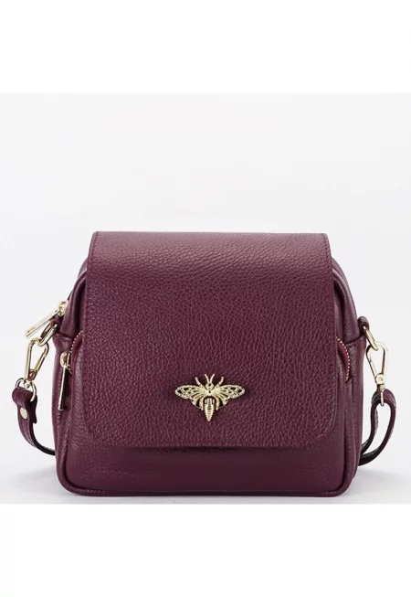 Малка чанта от естествена кожа 1502 122 - Бордо - 19x21x9