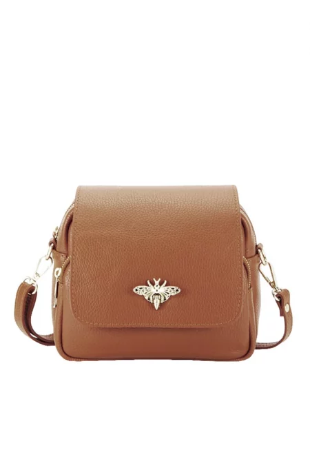 Малка чанта от естествена кожа 1502 122 Camel 13509