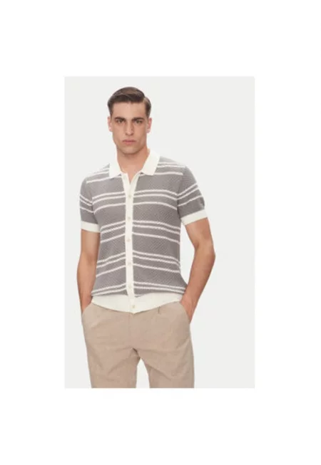 мъжка риза - B4 50037.5275 - памук - сиво