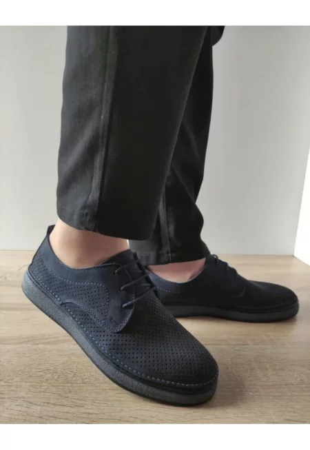 Мъжки перфорирани ежедневни обувки  B69-321 - тъмносиньо - син